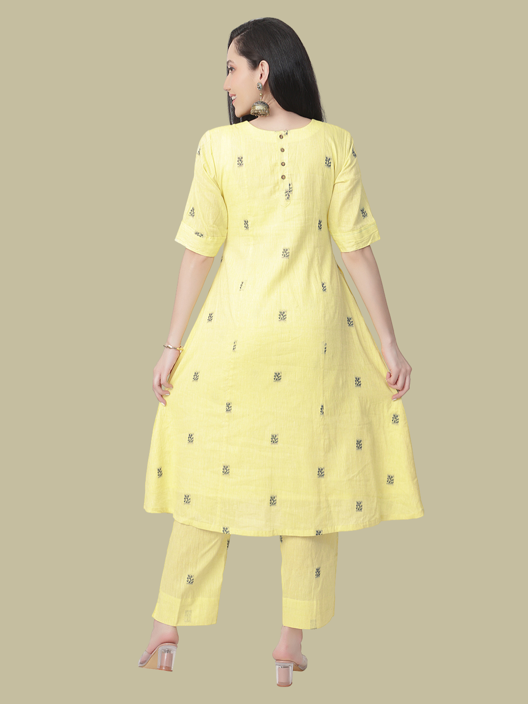 Cotton Kurti and Pant Set in Handwoven Jamdani Cotton Fabric