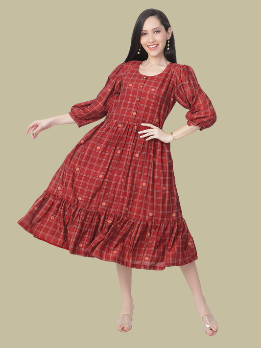 Handloom Dress in Handwoven Jamdani Cotton Fabric