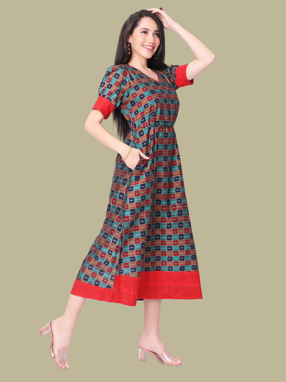 Cotton dress in Premium Handwoven Sambalpuri Ikat Fabric