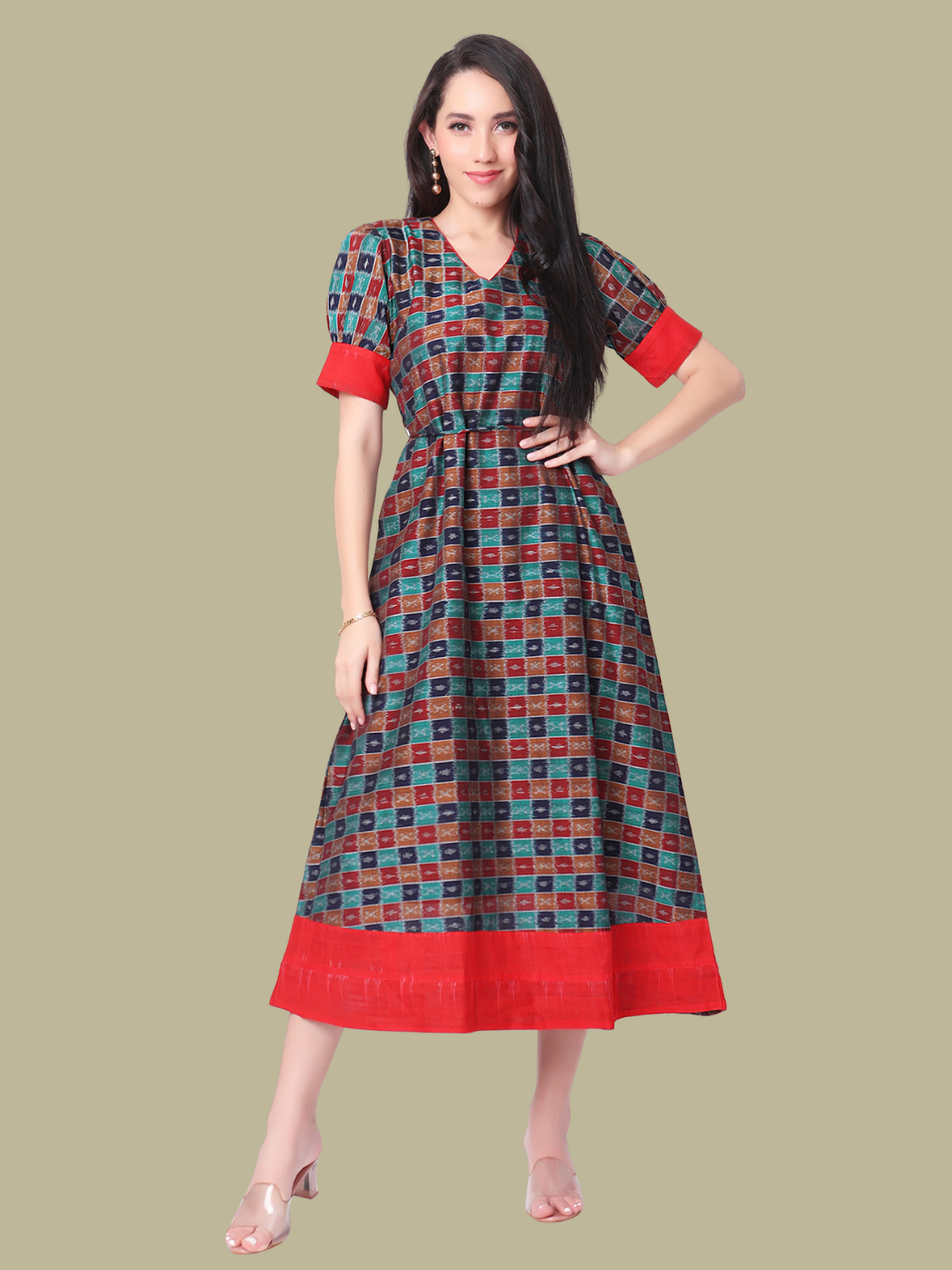 Cotton dress in Premium Handwoven Sambalpuri Ikat Fabric