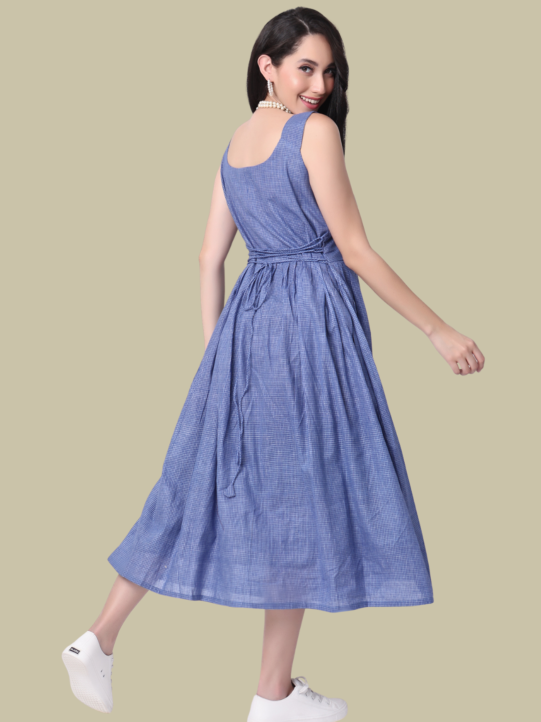 Handloom Dress in  Khadi Pure Cotton Check Fabric