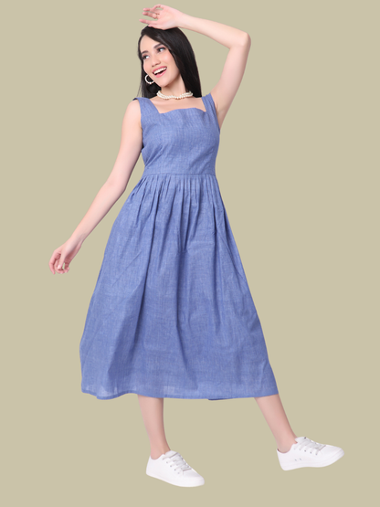Handloom Dress in  Khadi Pure Cotton Check Fabric