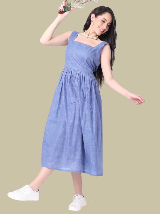 Handloom Dress in  Khadi Pure Cotton Check Fabric