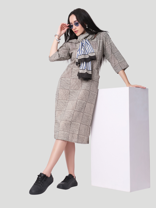 Handloom Cotton Dress in Hand Block printed Fabric