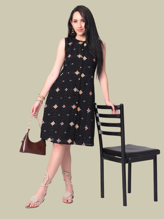 Cotton One Piece Dress in Handloom Sambalpuri Ikat Fabric
