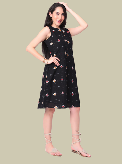 Cotton One Piece Dress in Handloom Sambalpuri Ikat Fabric