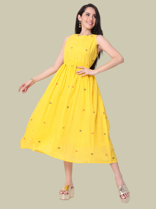 Pure Cotton Dress from Handwoven Jamdani Fabric