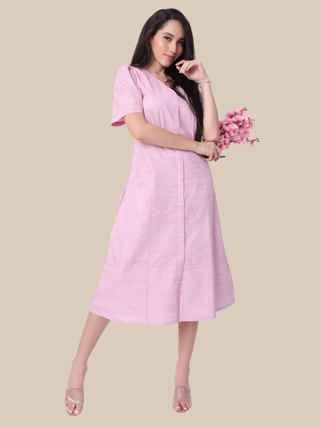 One Piece Dress in Pure Cotton Handloom  Fabric
