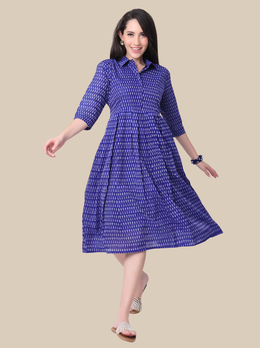 Cotton One Piece Dress in Handloom Sambalpuri Ikat Fabric