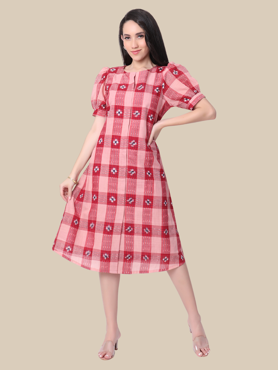Cotton One Piece Dress in Handloom Sambalpuri Ikat Fabric (