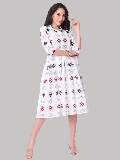 Cotton One Piece Dress in Handloom Sambalpuri Ikat Fabric