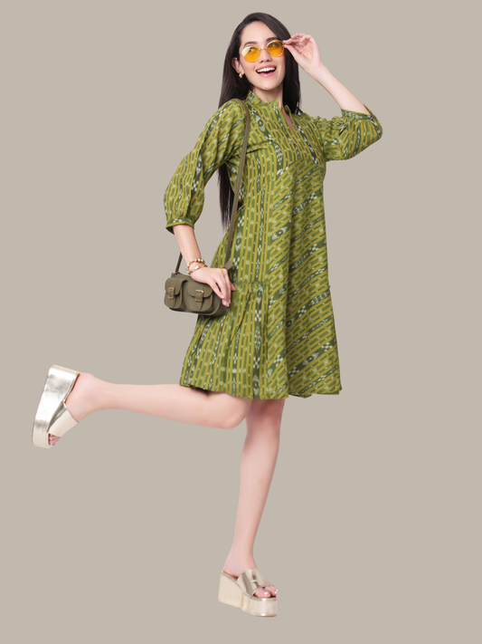 Cotton One Piece Dress in Handloom Sambalpuri Ikat Fabric