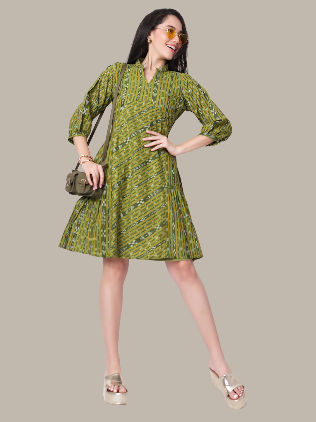 Cotton One Piece Dress in Handloom Sambalpuri Ikat Fabric