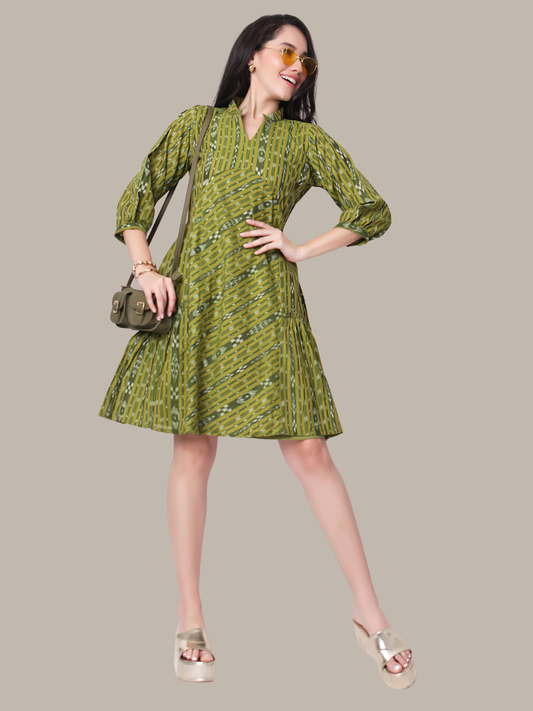 Cotton One Piece Dress in Handloom Sambalpuri Ikat Fabric