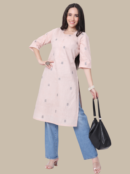 Pure Cotton Straight Kurti in Handloom Fabric