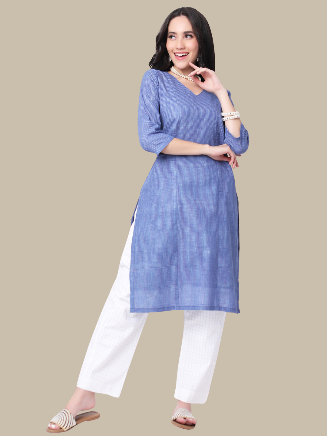 Pure Cotton Straight Kurti in Handloom Fabric