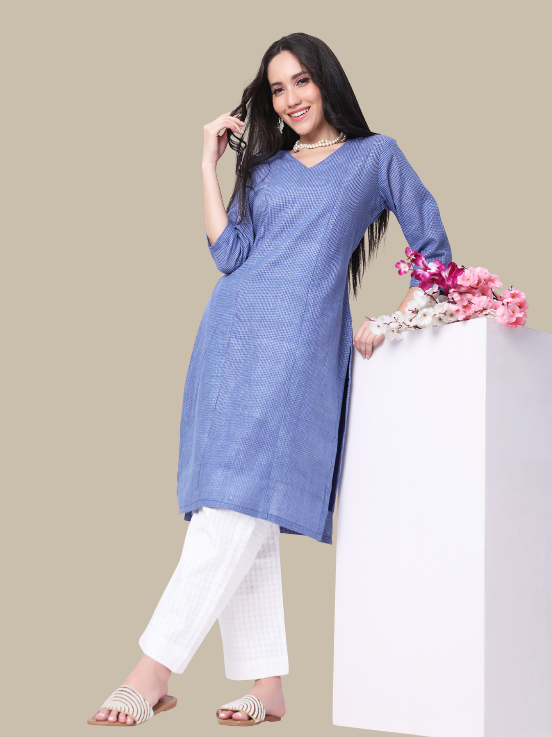 Pure Cotton Straight Kurti in Handloom Fabric