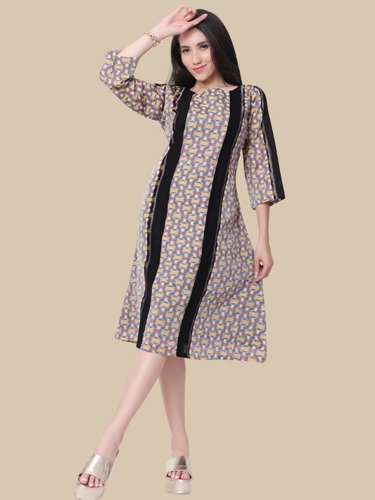 Cotton One Piece Dress in Handloom Sambalpuri Ikat Fabric (Copy)