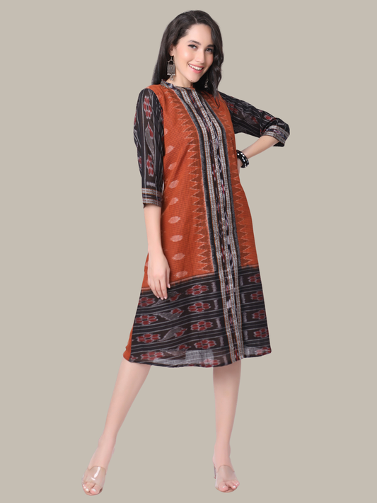 Cotton dress in Handwoven Sambalpuri Ikat Fabric
