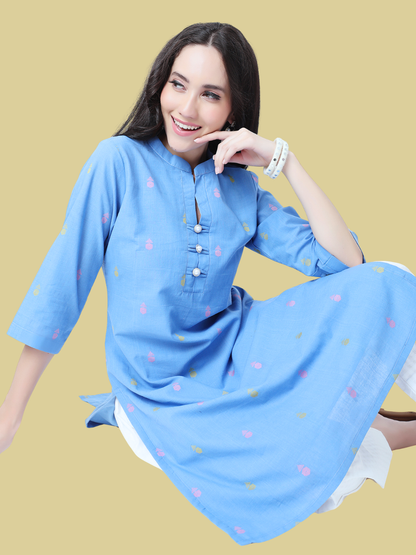Pure Cotton Straight Kurti in Handloom Fabric