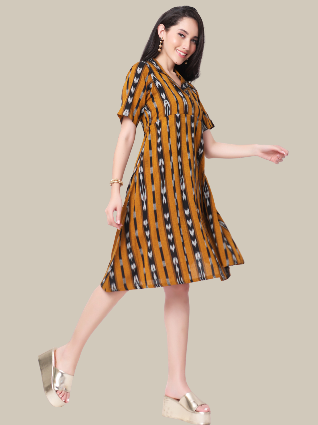 Pure Cotton dress in Handloom Ikat Fabric