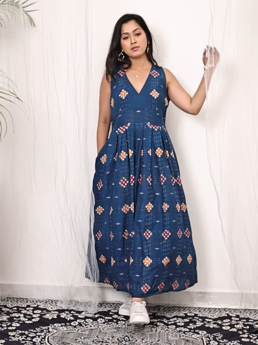 Cotton dress in Handwoven Premium Double Ikat Sambalpuri Fabric