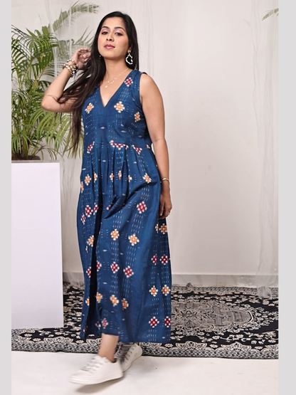 Cotton dress in Handwoven Premium Double Ikat Sambalpuri Fabric