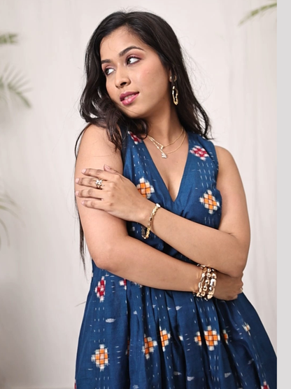 Cotton dress in Handwoven Premium Double Ikat Sambalpuri Fabric