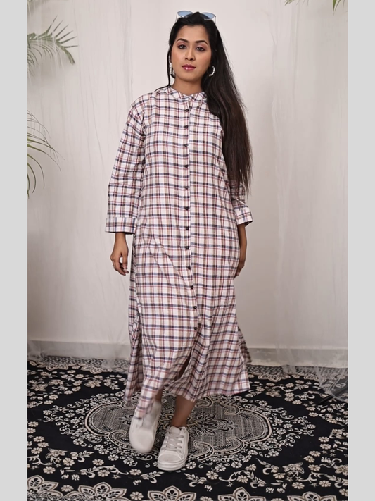 Handloom Dress in Check Cotton Fabric