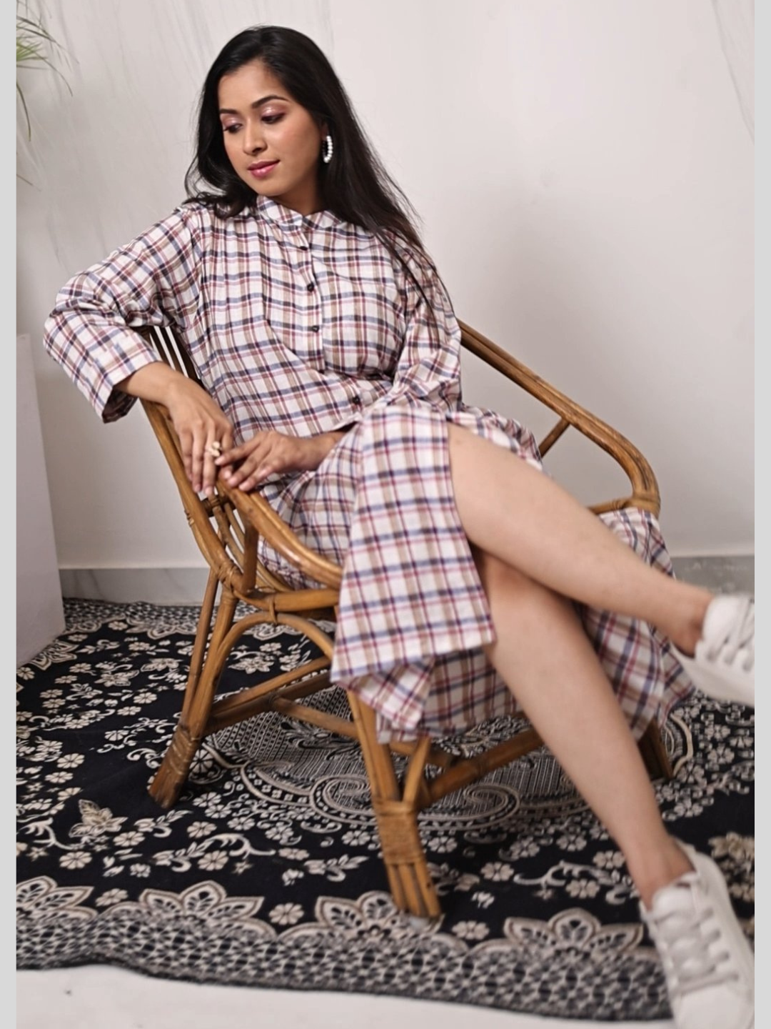 Handloom Dress in Check Cotton Fabric