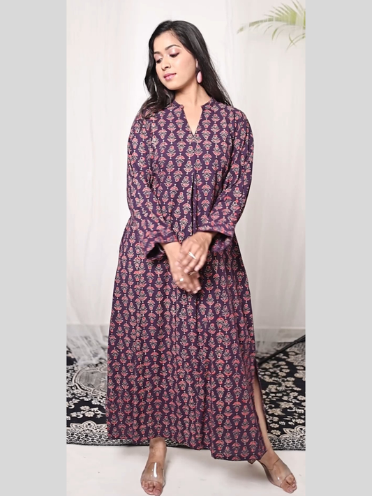 Pure Cotton Dress in Hand Block printed Fabric