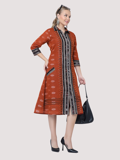 Cotton dress in Handwoven Sambalpuri Ikat Fabric