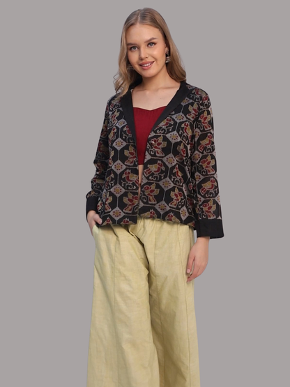 Pure Cotton Three Piece Jacket Dress From Handwoven Fabric