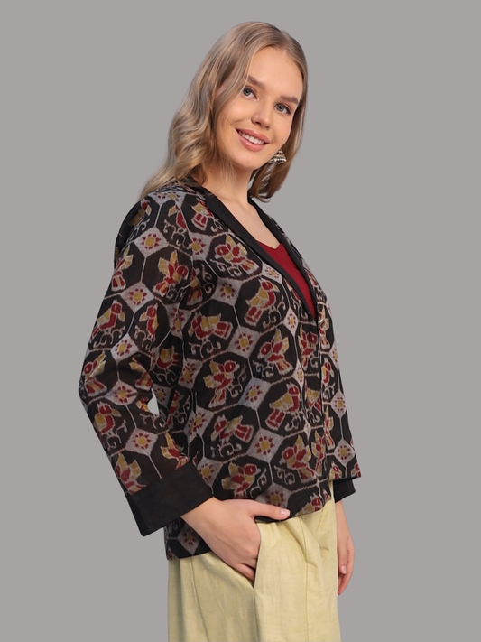 Pure Cotton Three Piece Jacket Dress From Handwoven Fabric