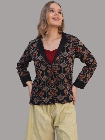 Pure Cotton Three Piece Jacket Dress From Handwoven Fabric