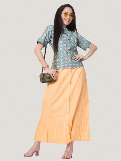 Top & Skirt Set in Pure Cotton Handloom Fabric