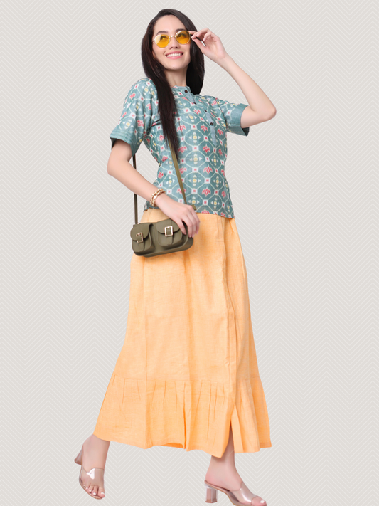 Top & Skirt Set in Pure Cotton Handloom Fabric