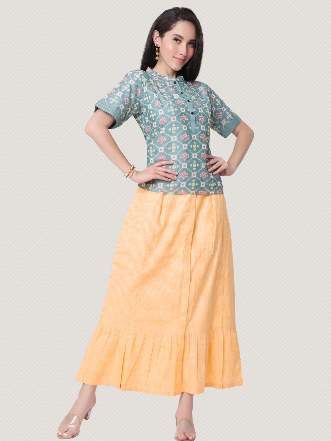 Top & Skirt Set in Pure Cotton Handloom Fabric